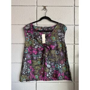 NWT Little Journey's Chicago Carissa Tank Blouse in Blooms 100% Cotton size M